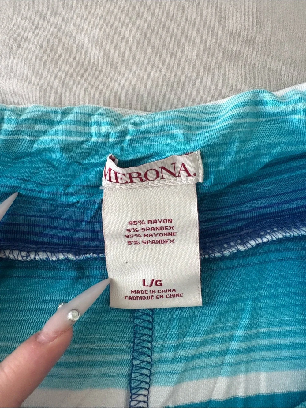 Merona Teal & Navy Striped A-Line Skirt